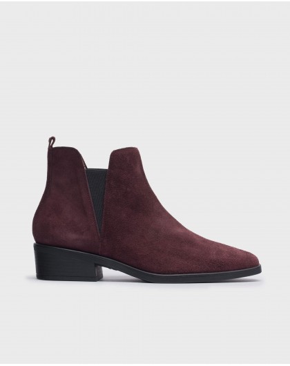 Suede red ankle boot