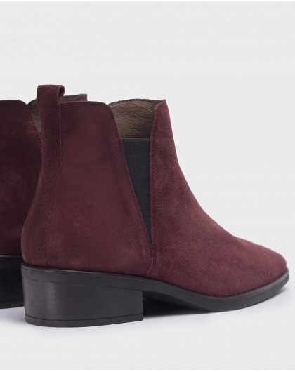 Suede red ankle boot
