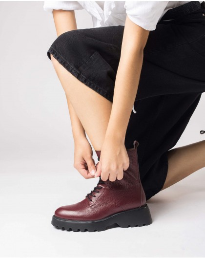 Wonders-Ankle Boots-Burgundy leather ATARI ankle boot