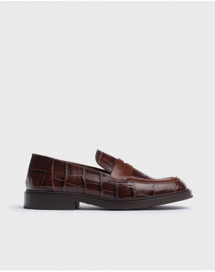 Wonders-Loafers-Brown Ned Croc Moccasin