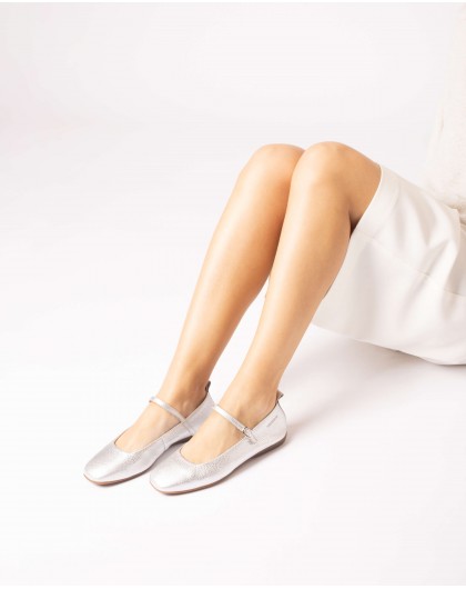 Wonders-Women shoes-Silver Seoul ballerina